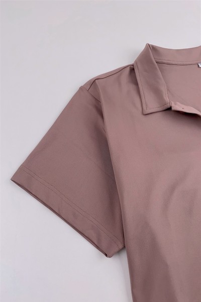 訂做淨色短袖恤衫  訂製員工制服  上班恤衫  100%Polyester 恤衫供應商 R354  細節-2